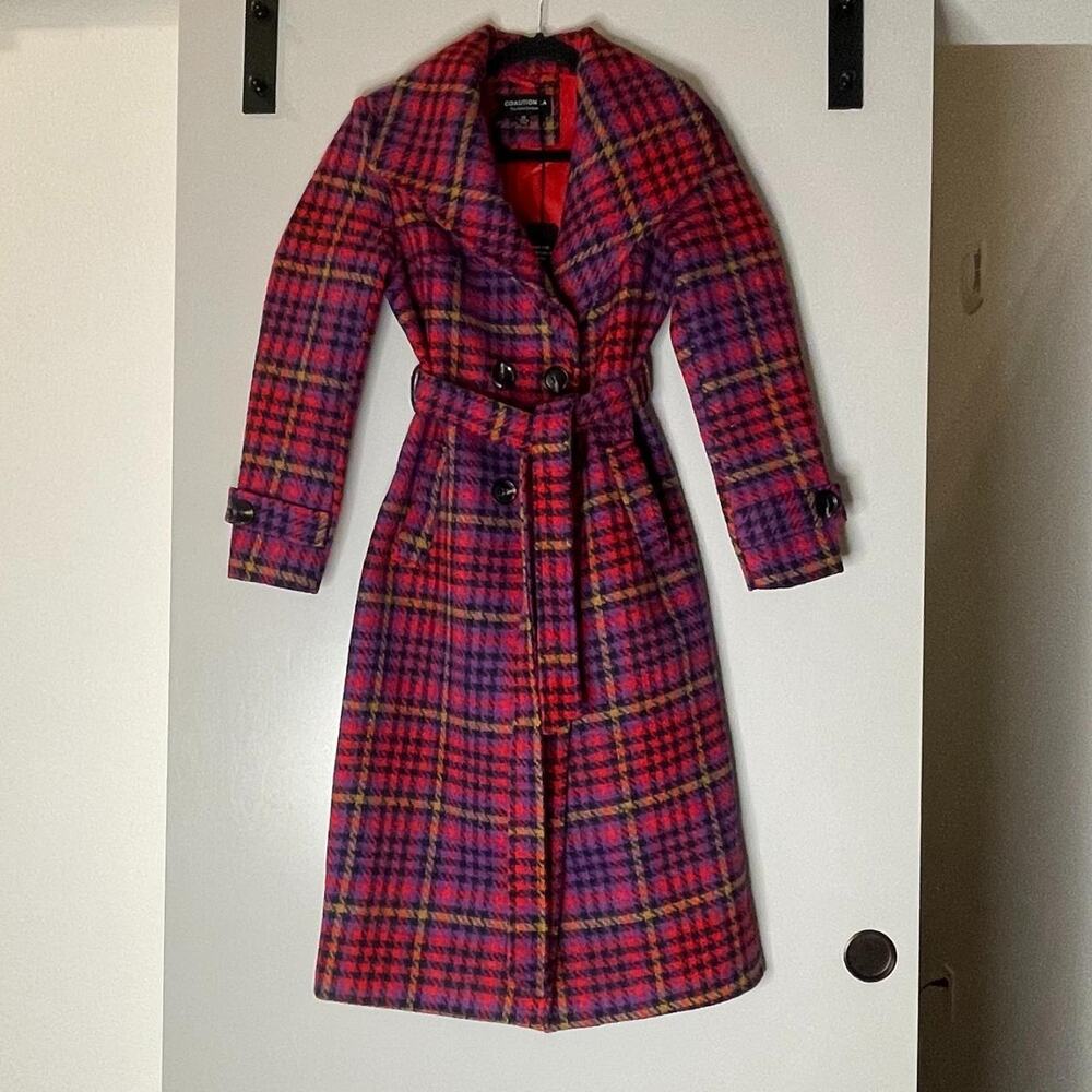 Red and Purple Plaid Coat - Picture 3 of 5